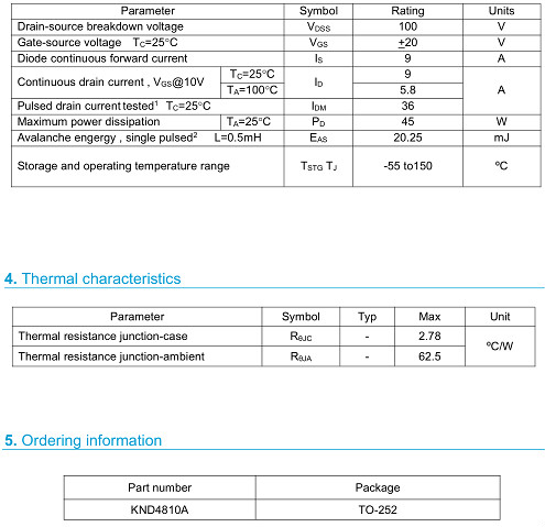 MOS管,4810,9A/100V