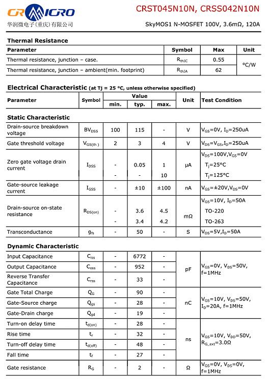 CRSS042N10N參數